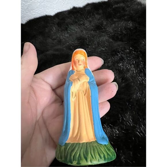 Virgin Mary Nativity Figure Replacement Pottery Ceramic Madonna Vintage 70sVirgi - Picture 1 of 2